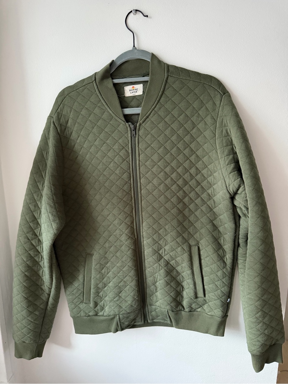 Marine Layer Olive Green Quilted Bomber